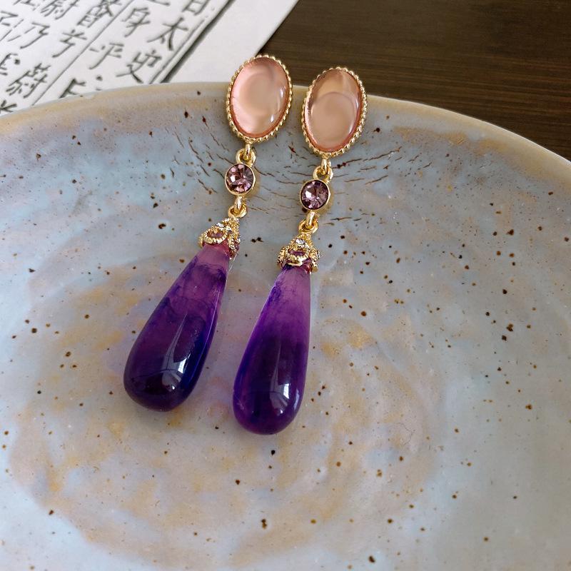 

Европейский и американский преувеличенный дизайн длинные серьги-кисточки с цветами в фиолетовом/серебристом цвете для женщин