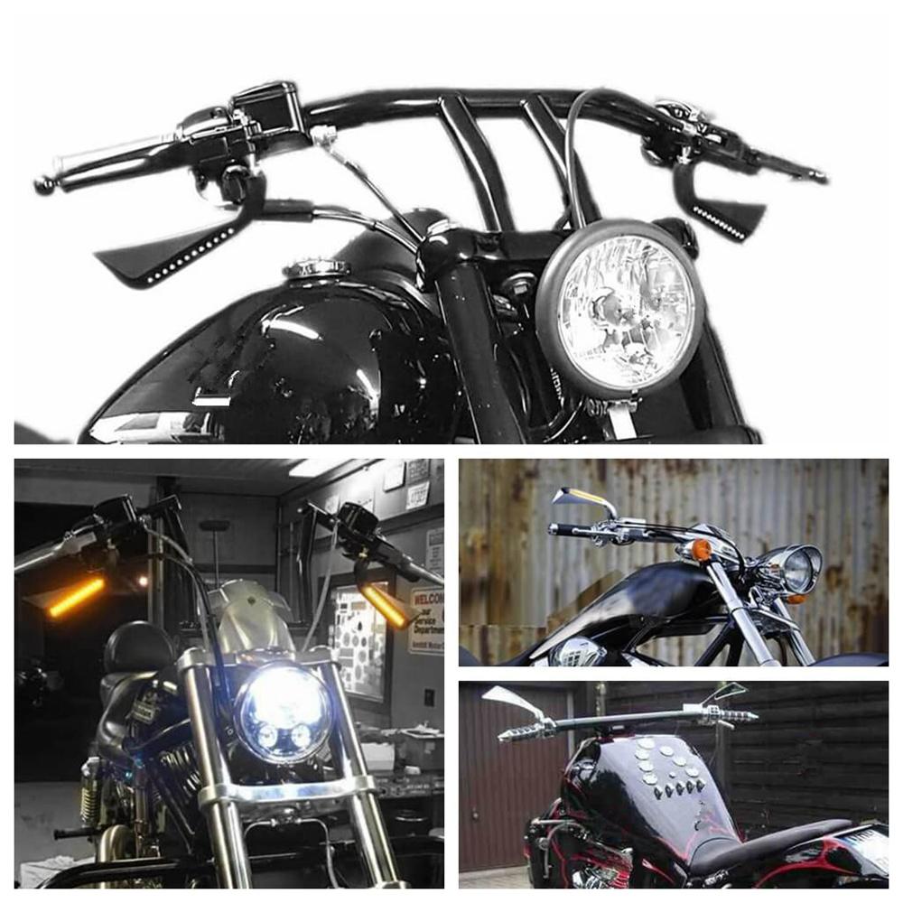 Motorrad Aluminium LED Blinker Chrom 5/16 Zoll Gewinde Rückspiegel