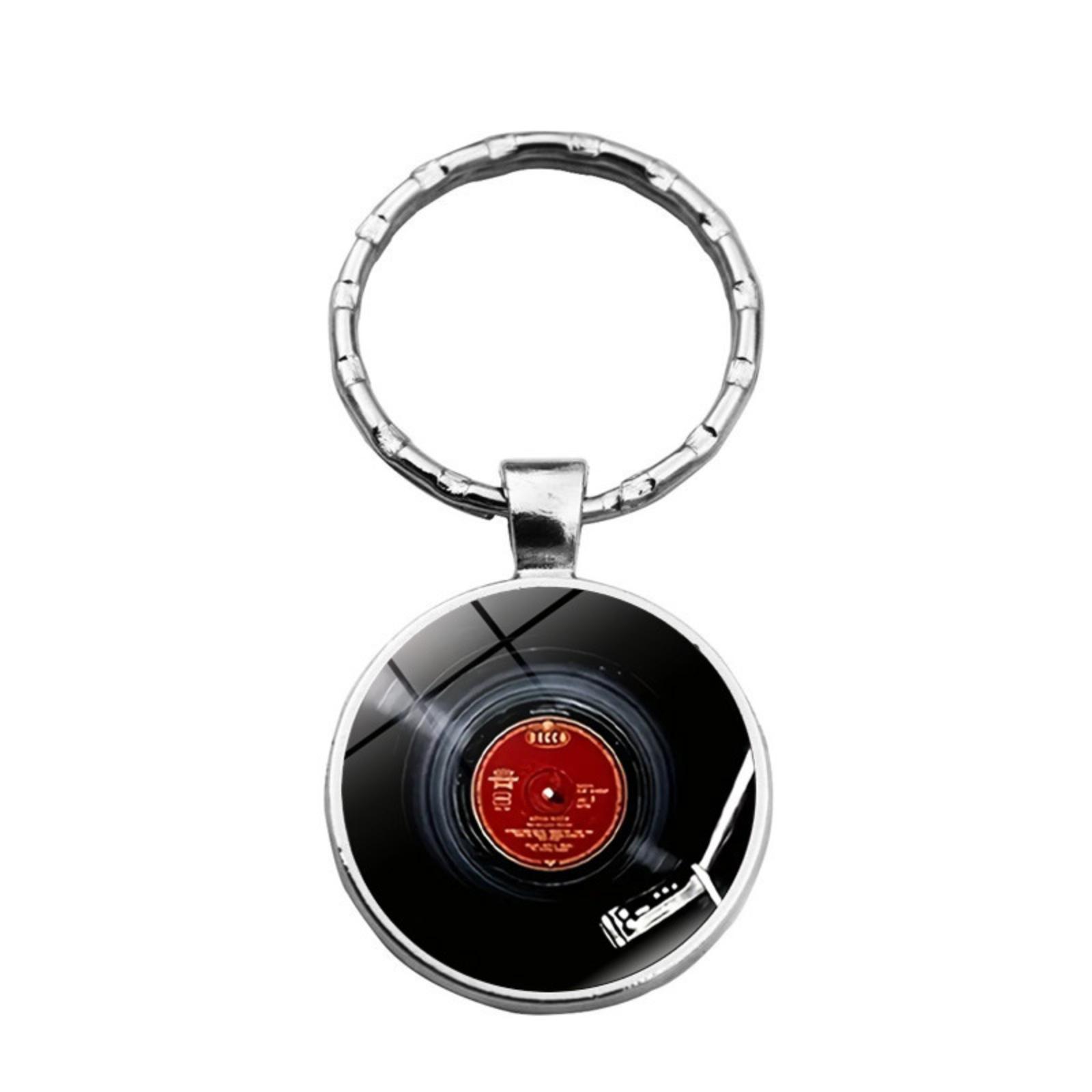 

Виниловая пластинка Музыка Брелок Подвеска Металлическое кольцо для ключей One Size