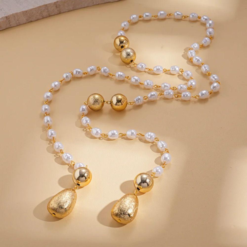 Luxury Design Chain Necklace Fashionable Style Droplet Beads Necklace  Party Jewelry