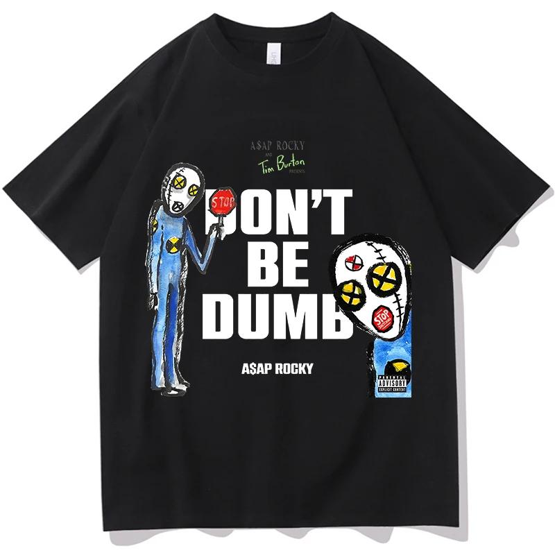 

A$AP ROCKY Don t Be Dumb Album T-Shirts Unisex Pure Cotton Fashion Casual Aesthetic Summer Hip-hop Graphic Tops Tees Streetwear S чёрный
