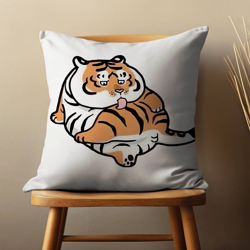 Funny Cute Cartoon Tiger Throw Pillow Case For 45*45cm,55*55cm,30*30cm For Home Bedroom Decoration And Protector