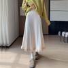 Women's Thickened A-line Knitted Wool Skirt for Autumn and Winter