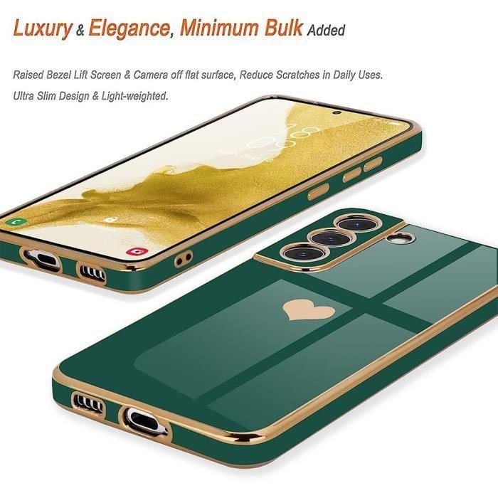 Coque - Samsung - Galaxy S21 - Antichoc - Silicone Hybride - Cœur Doré Plaqué
