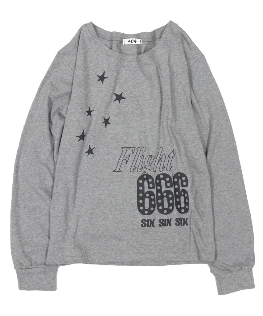 DEFYCLUBROBBERS Flight 666 Boat Neck One Shoulder Long Sleeve Melange