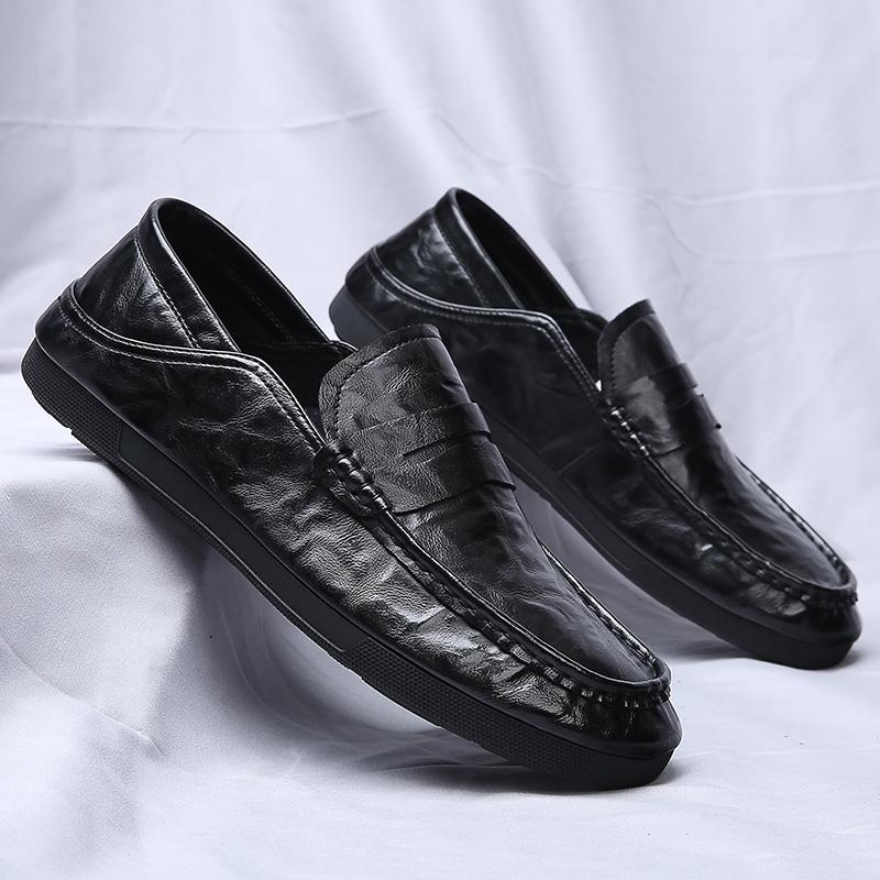 Fashion Classic Genuine Leather Soft Bottom Loafers Men New Handmade Flats Designer Casual Leather Shoes Comfy Anti-slip Business Shoes