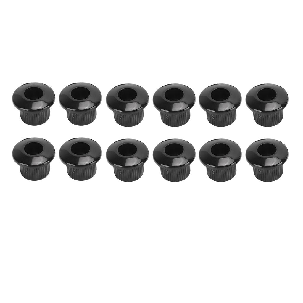 12Pcs Acoustic Guitar Tuner Conversion Bushing 10mm Plastic Adapter Accessory Set Kit Black