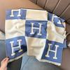 New letter scarf women's high-end medium and long winter short beard imitation cashmere shawl women's warm jacquard scarf