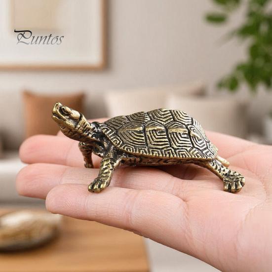 Unique Office Desk Accessories Vintage Metal Turtle Statues, Gold Figurines, Decorative Animal Elegant Brass Statue Ornament, Small Desktop Decoration