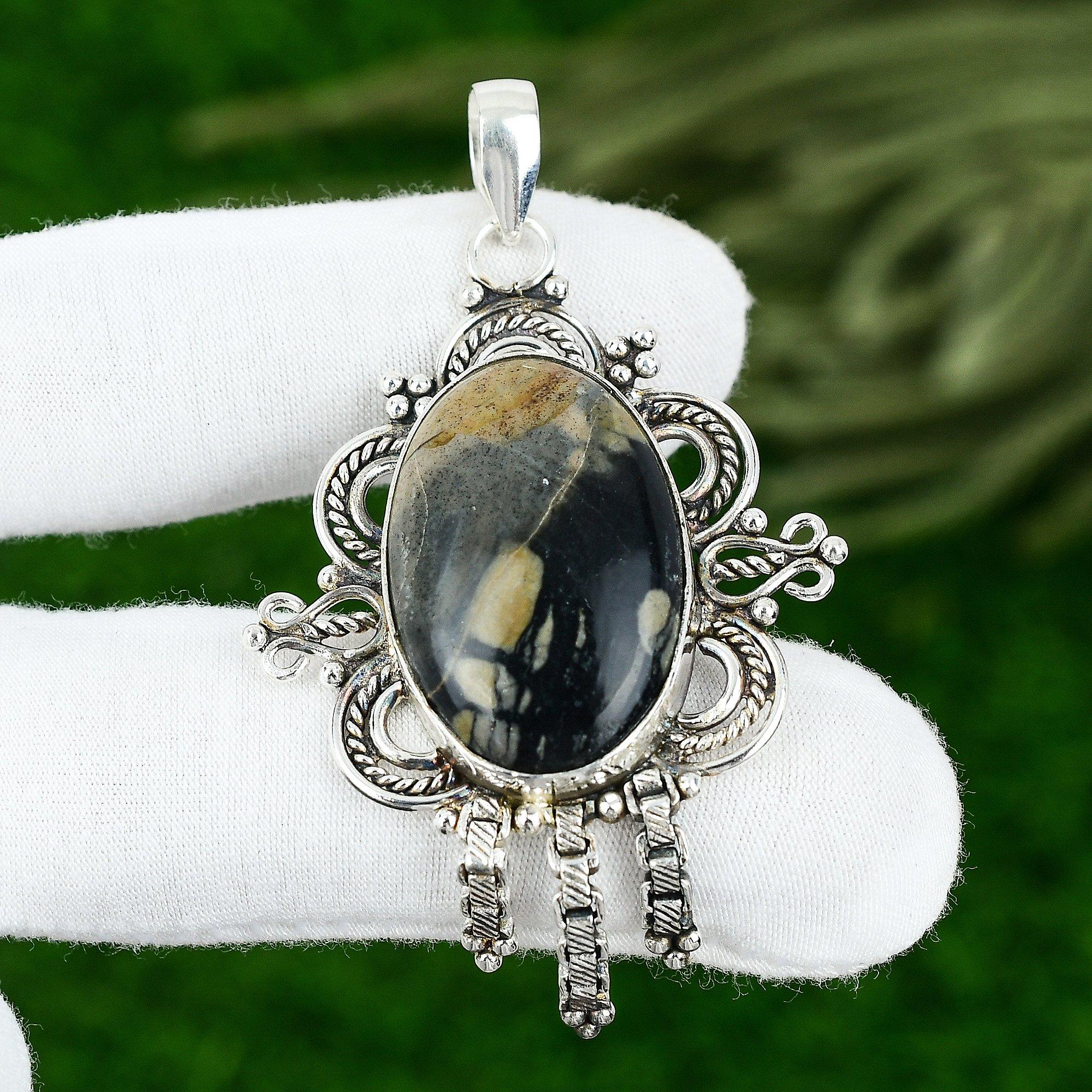 

Friendship Day Deal 925 Silver Natural Picasso Jasper Engagement Wedding Pendant