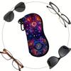 2D-Neon Mandala Floral Pattern Sunglasses Case, Protective Zipper Eyeglasses Pouch, Lightweight Portable Eyewear Container for Travel and Gift