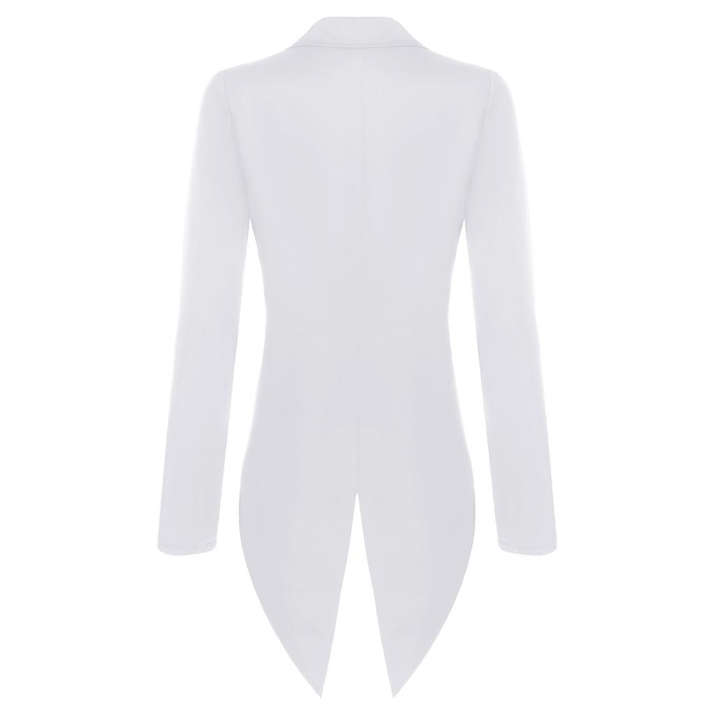 S-XL Donna Giacca Vintage Frac Revers a Punta Scollo a V Apertura Frontale Manica Lunga Giacca da Smoking Capospalla per Cocktail Cameriere Cosplay