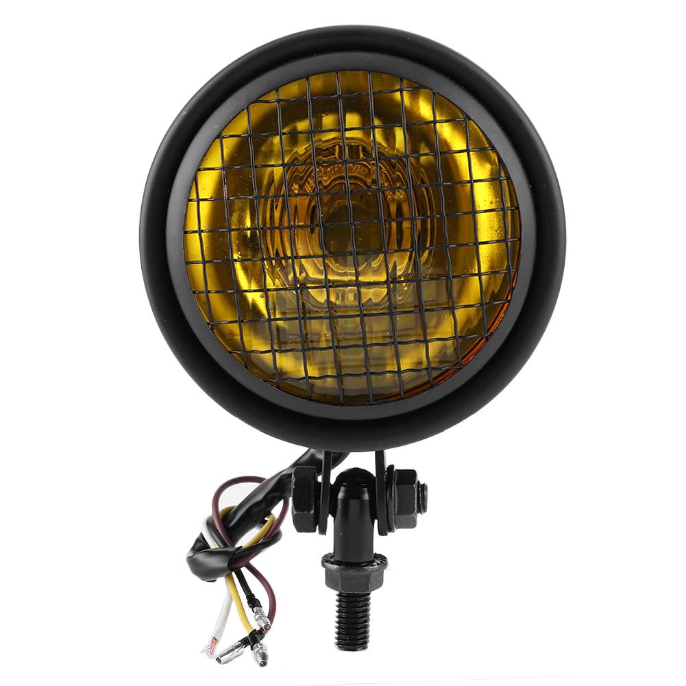35W Retro Motorcycle Headlight Grill Lens Cover 1750lm High Brightness Motorbike Headlamp