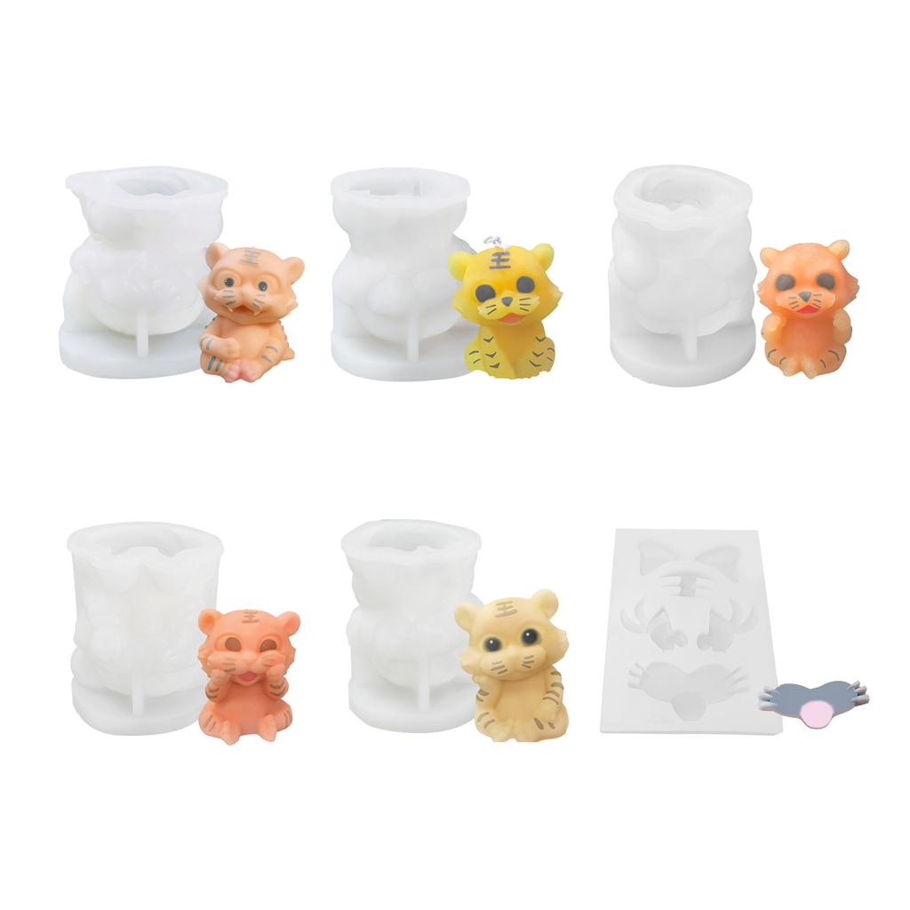 3D süße Tiger Silikonform DIY Tiger Form Eiswürfelform für kreative Kerze Fondant Kuchenform Tier Eis Gitter Moul