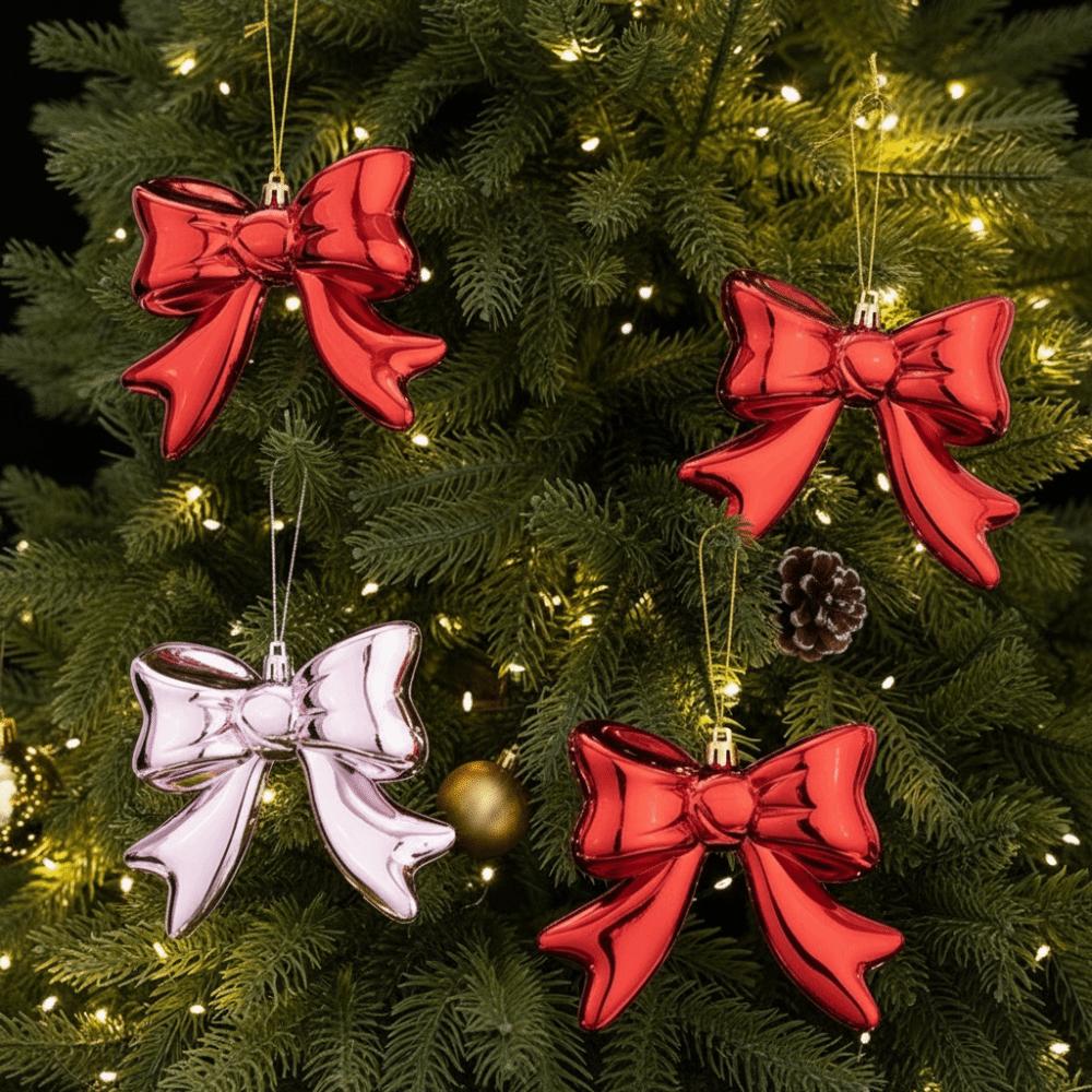 Plastic Christmas Hanging Bowknot Home Decor Christmas Tree Bow Decor Outdoor Indoor