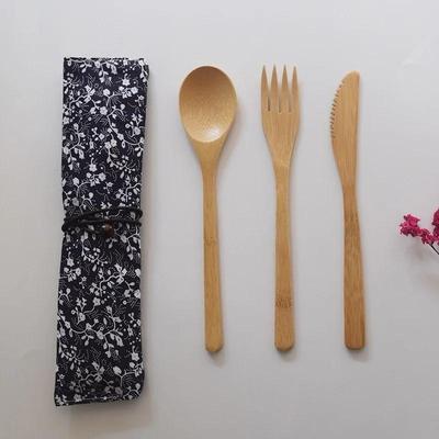 3Pc/set Wooden Dinner Set Bamboo Fork Knife Soup Teaspoon Cutlery Dining Table Cooking Tools Kitchen Utensil Dinnerware Sets