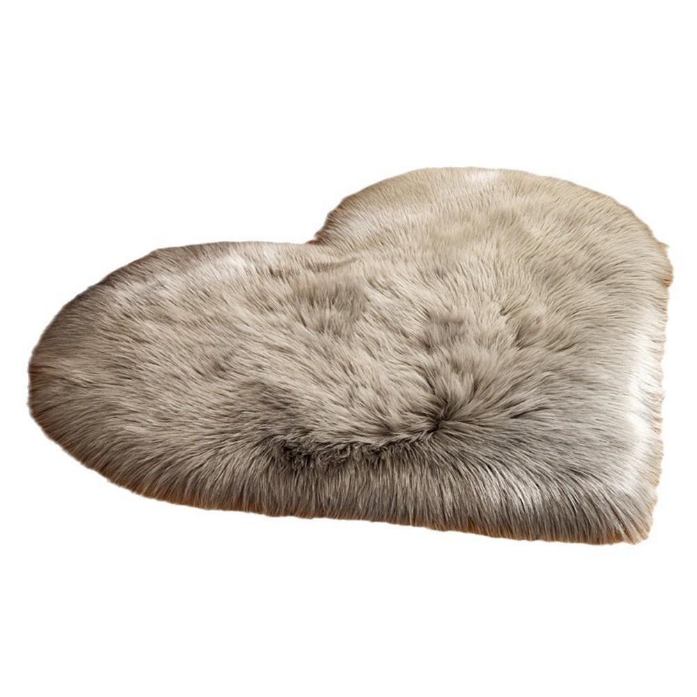 

Изысканный дизайн ковер для спальни противоскользящий коврик для пола плюшевый ковер в форме сердца серый