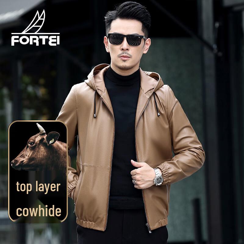 

Мужская куртка с капюшоном из натуральной кожи L