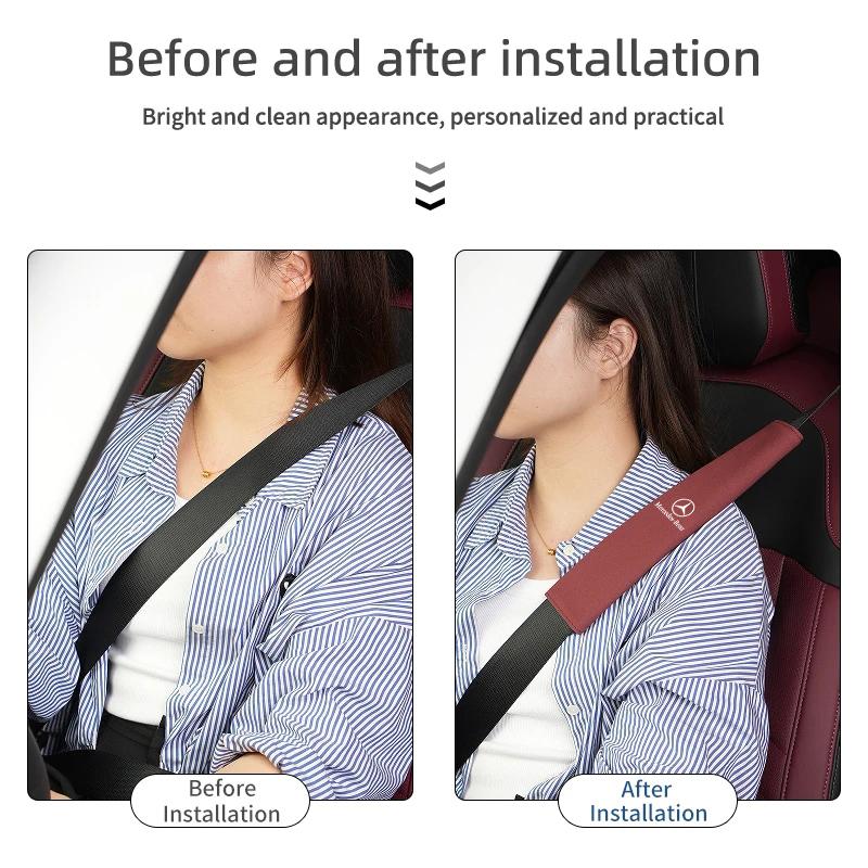 2Pcs Luxury Suede Fur Seat Belt Shoulder Cushion For Mercedes Benz AMG W204 W205 W203 W211 W212 W213 W201 W210 W168 W169 GLE GLC CA1