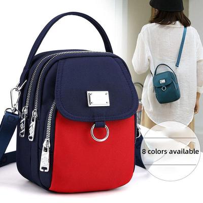 Modische kleine Tasche mit diagonalem Kreuz und vielseitiger wasserdichter Telefontasche, Nylon-Kopfhörertasche, mehrschichtig