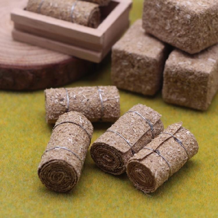 4pcs Natural Straw Bundle For Miniature Doll House Display Educational Farm Scene Props Child Safe Pretend Play Supply