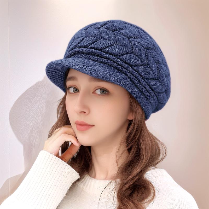 

Универсальный однотонный берет для женщин среднего и пожилого возраста - Плюс бархат, толстая вязка, шерсть, осень/зима