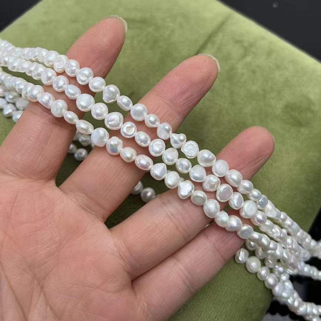 1String, White Natural Freshwater Pearls, 5-6mm, Boho Handmade Nugget Pearl Beads for Jewelry Making DIY Necklace Accessories, Crafts Gifts 36cm