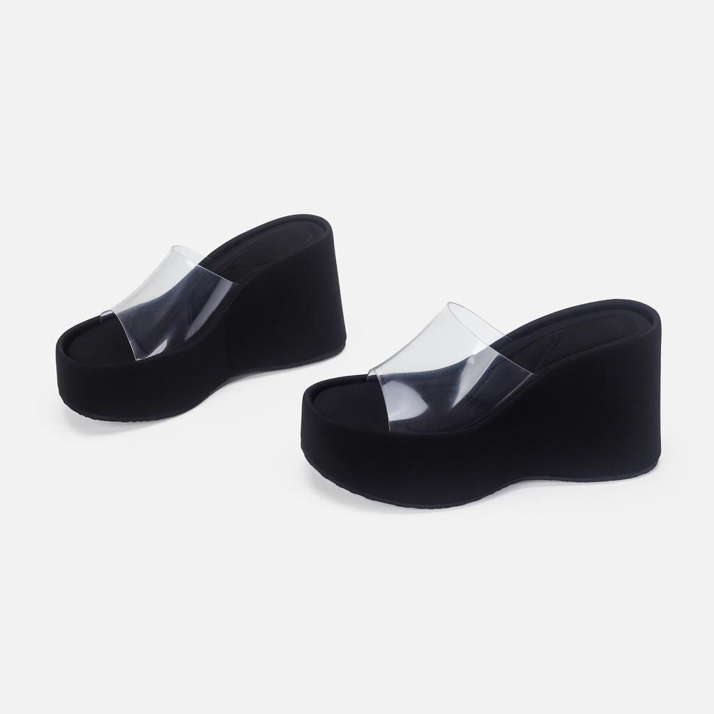 New Summer Slippers PVC Transparent Open Toe Platform Wedge Slippers Sandals Women High Heels Women's Shoes Women Shoes