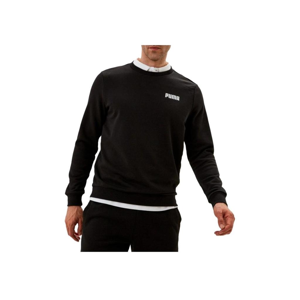 Puma Solid Color Letter Fitted Long Sleeve Sweatshirt Men Tops Black 84723101