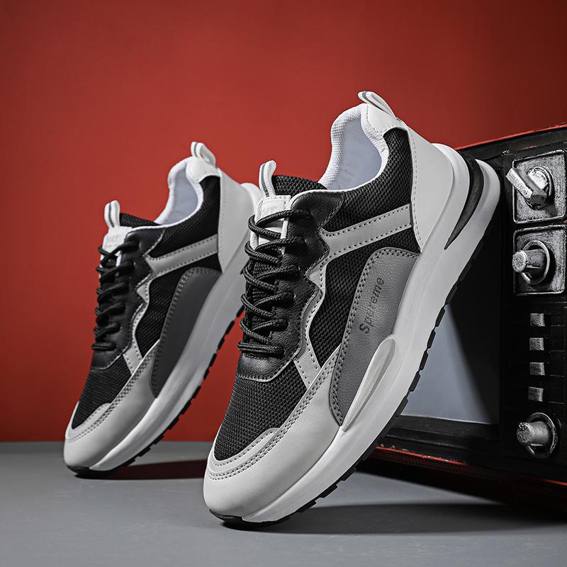 Men's Sporty Casual Shoes Breathable Mesh Versatile Student Trendy Footwear Comfortable All-rounder Flat Laced Tennis Shoes
