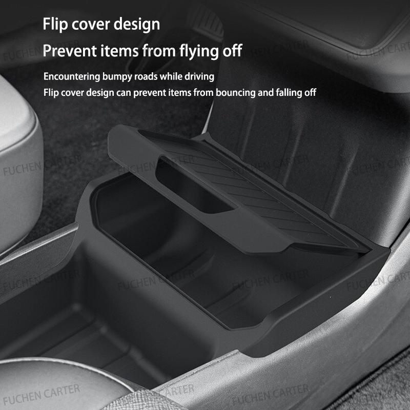 TPE Under Central Control Storage Box For Tesla Model Y Standard 2025+ Flip Cover design Tissue Box Storage interior Accessories