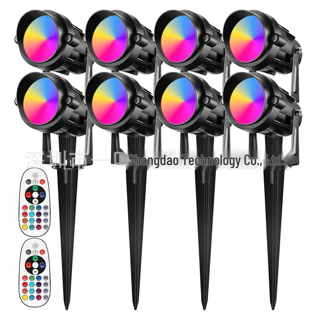 RGBW 12V Landscape Light: Colorful Plug-in Strip with Remote Control, Spotlight, and Courtyard Projector for Lawn Lighting.