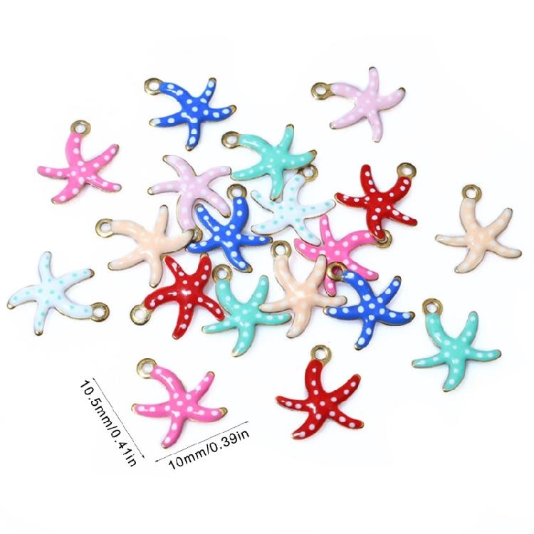 20PCS Colorful Starfish Pendant Unique Star Necklace Pendant Stainless Steel Texture for Home Decors and Own Collection