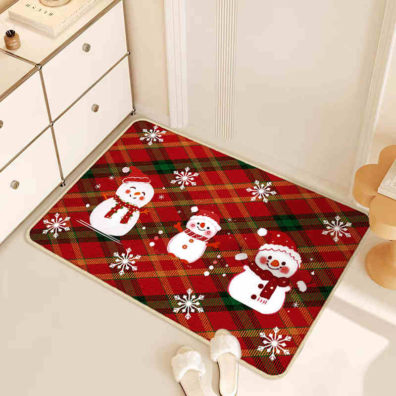 

Рождественский ковер в клетку со снежинками и гномами Буффало, нескользящий коврик для двери в гостиную, спальню, кухню, балкон, коридор, напольный коврик 40x60cm 16x24inch