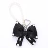 Stock Chic Pearl Beaded Keychain Pendant with a High-end Feel,sparkling Rhinestonesfabric Bow Decorationand Mobile Phone Strap