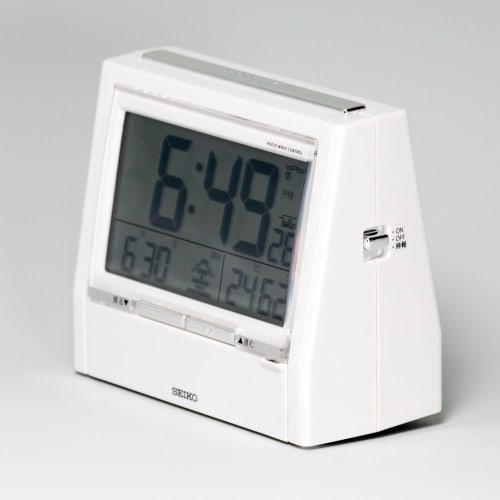 Seiko TALK LINER Alarm Clock, DA206W, with Voice Time Announcement, Bilingual Switching, Calendar, Temperature and Humidity Display, Radio-Controlled