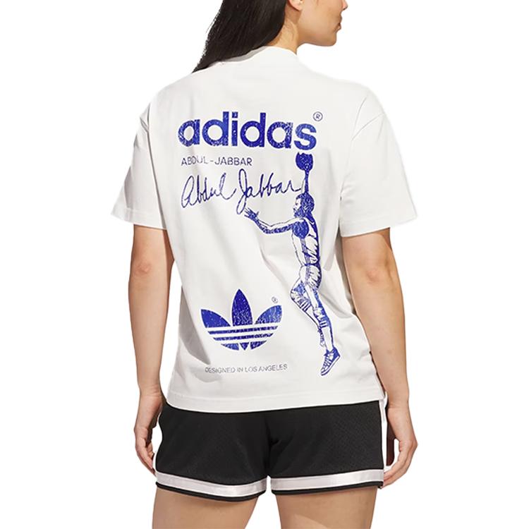 adidas Originals Kareem Skyhook Classic Retro Loose Comfortable Short Sleeve T-Shirt Unisex Tops Cloud-White JD5192