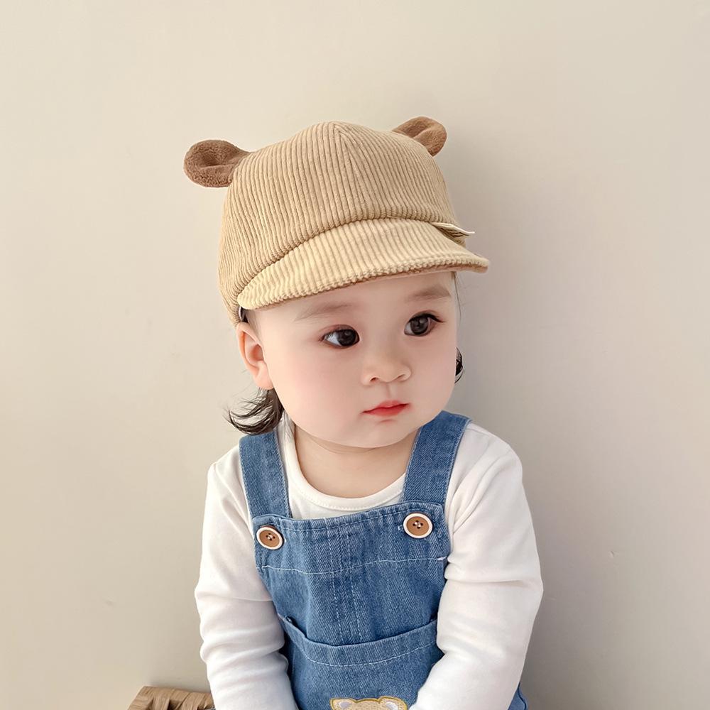 Nuevo Gorro de Bebé de Pana Color Sólido Lindo Orejas de Oso Gorras de Béisbol Ajustables para Recién Nacidos Niños Pequeños Niños Niñas Sombreros para el Sol Invierno Primavera