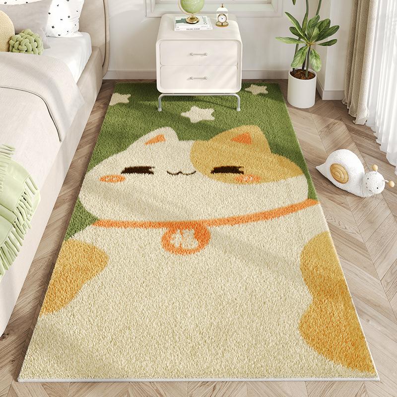 Koberec k posteli do ložnice Roztomilý kreslený Dlouhý koberec Podložka na podlahu do pokoje Podložka k arkýřovému oknu