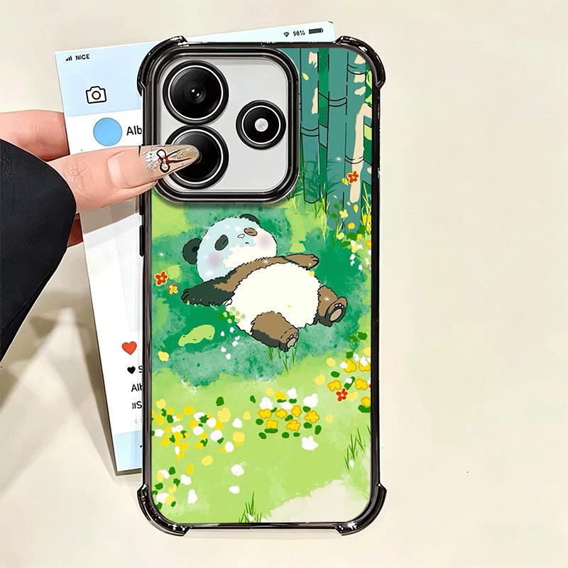 Cute Cartoon Panda Plating Phone Case For Xiaomi Poco X5 X6 X7 X8 Pro Max F8 Ultra F7 M8 M7 M5S Redmi 15C 15 14C 13C 13 X3 12C F