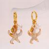 Stainless Steel Earrings with Ocean-themed Pearl Pendants. Sea Star and Dolphin Shell Titanium Steel Earrings for Decoration.