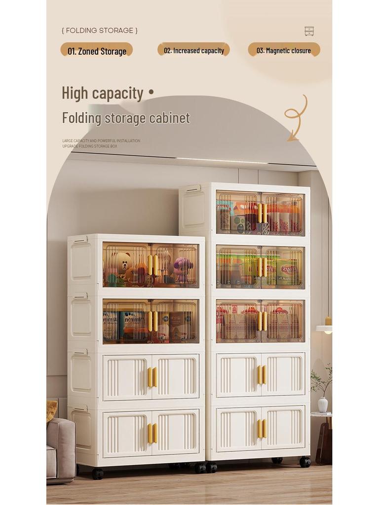 Portable Multi-Layer Folding Storage Cabinet for Kitchen and Living Room