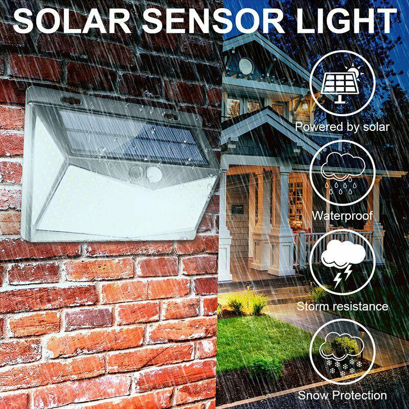 208 LED PIR Motion Sensor Wall Lights Solar Power Waterproof Outdoor Garden Lamp