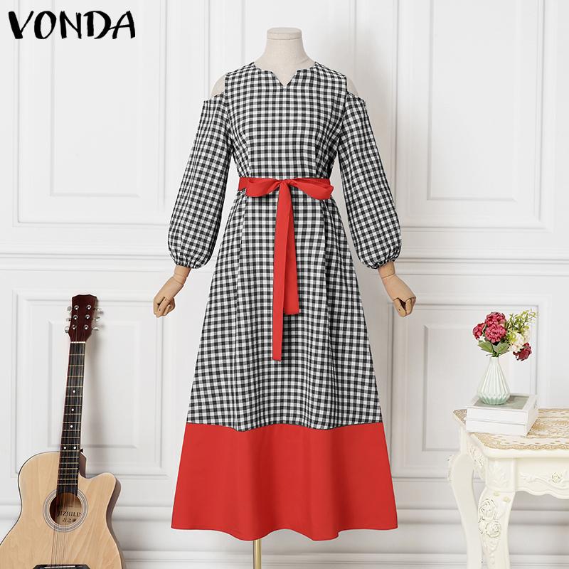 

VONDA Элегантное женское длинное платье с открытыми плечами и решеткой