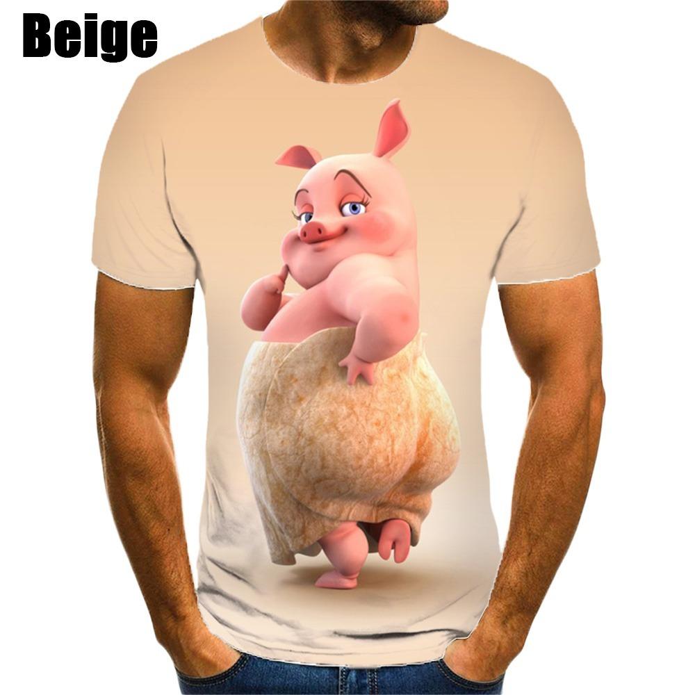 New Fashion Pig 3D Printed T-shirt Men's and Women's Summer Casual Short Sleeve Crew Neck Shirt Top