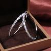 Huitan Full Shiny CZ Hoop Earrings Women Stylish Girl Party  Newly-design Big Loop Earring Trendy Accessories Luxury Gift