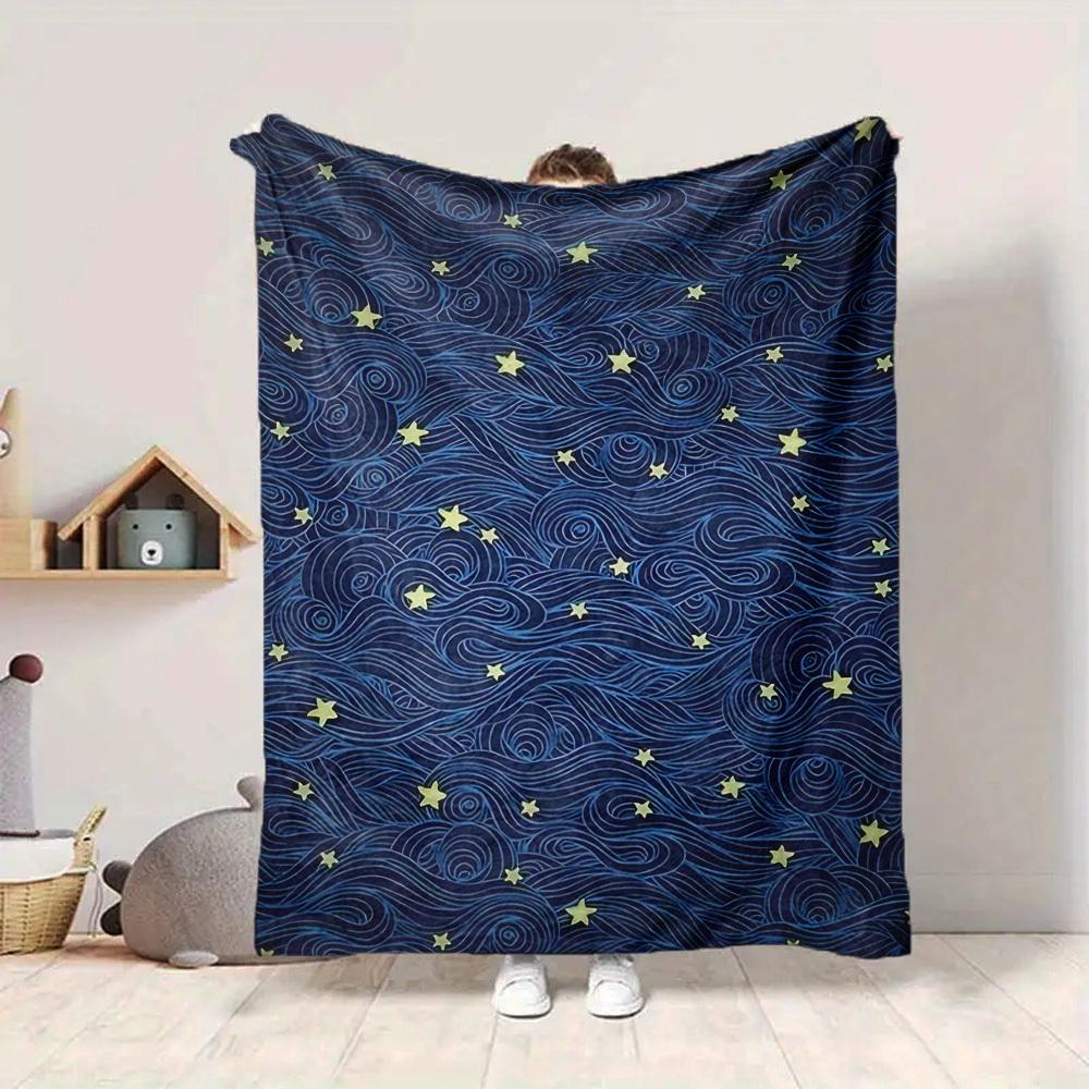 1pc Wave Star Blanket, Lightweight Flannel Throw Blanket for Sofa, Bed, Travel, Camping, Living Room, Office, Couch, Chair, and Bed