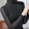 Autumn Turtleneck Bottoming Women's Inner Long-sleeved T-shirt Net Yarn Top