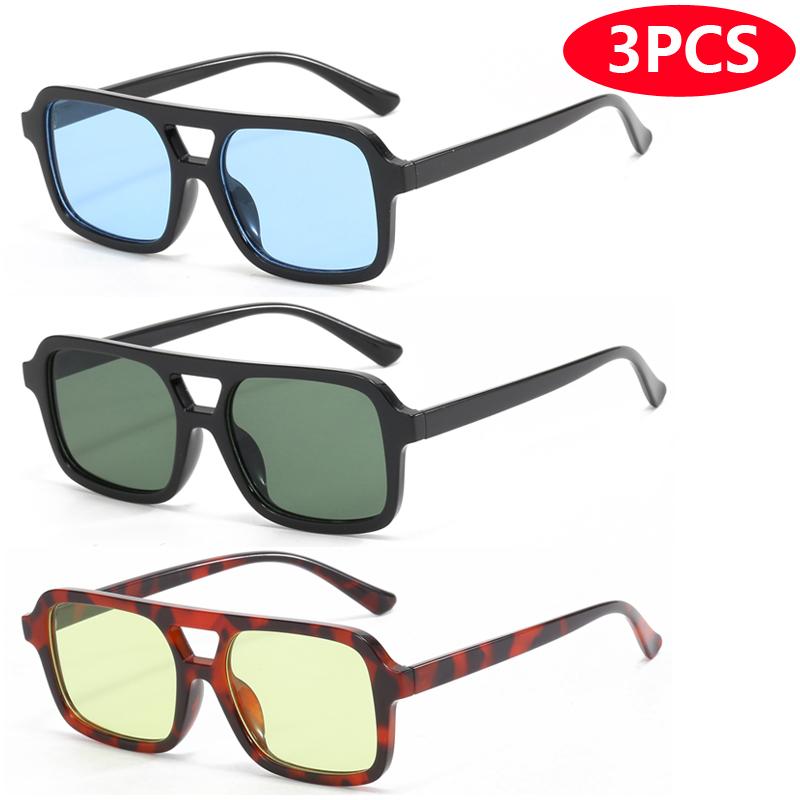3pcs/6pcs Latest Parallel Bars Versatile Sun Glasses Vintage Retro Fashionable Outdoor Use Sunglasses Riding UV Protection Eyeglasses Women