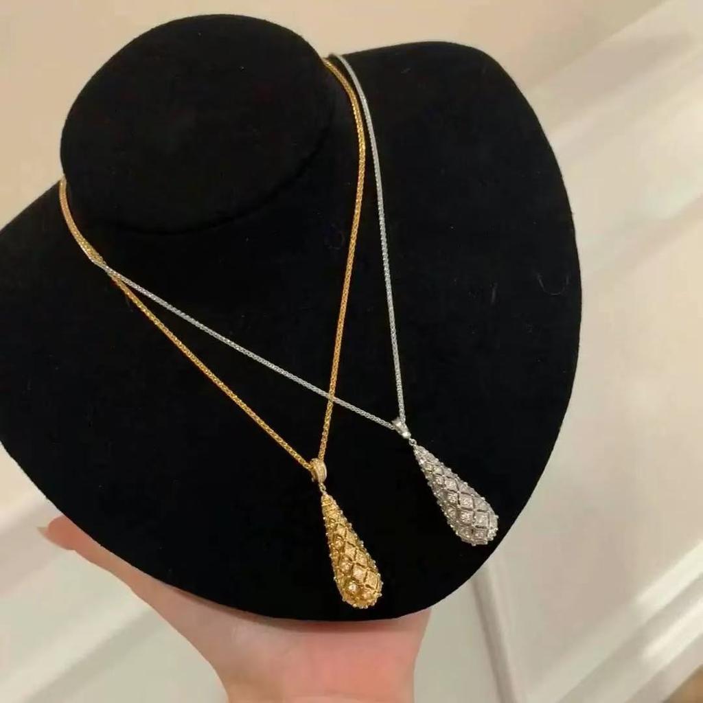 Jinqi's High-end New Diamond Studded Necklace with Droplet Shaped Inlay and Colorful Treasure Collarbone Chain, Fashionable and Versatile